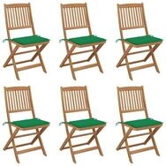vidaXL Gartenstuhl Klappbare Gartenst&uuml;hle 6 Stk. mit Kissen Massivholz (6 St)