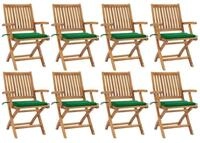vidaXL Gartenstuhl Klappbare Gartenst&uuml;hle mit Kissen 8 Stk. Massivholz (8 St)