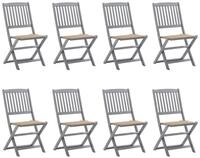 vidaXL Gartenstuhl Klappbare Gartenst&uuml;hle 8 Stk. mit Kissen Massivholz (8 St)