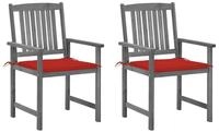 vidaXL Gartenstuhl Gartenst&uuml;hle mit Kissen 2 Stk. Grau Massivholz (2 St)