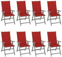 vidaXL Gartenstuhl Verstellbare Gartenst&uuml;hle mit Auflagen 8 Stk. Grau nholz (8...