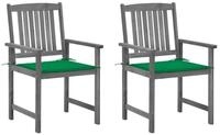 vidaXL Gartenstuhl Gartenst&uuml;hle mit Kissen 2 Stk. Grau Massivholz (2 St)