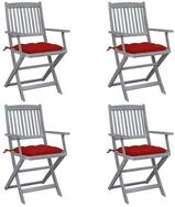 vidaXL Gartenstuhl Klappbare Gartenst&uuml;hle 4 Stk. mit Kissen Massivholz (4 St)