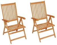 vidaXL Gartenstuhl, Outdoor St&uuml;hle 2 Stk. mit Roten Kissen Massivholz Teak