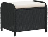 vidaXL Hocker, Gartenhocker mit Kissen Schwarz 58x46x46 cm Poly Rattan