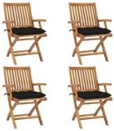 vidaXL Gartenstuhl Klappbare Gartenst&uuml;hle mit Kissen 4 Stk. Massivholz (4 St)