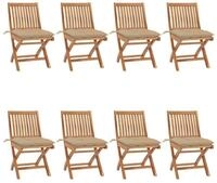 vidaXL Gartenstuhl, Klappbare Gartenst&uuml;hle mit Kissen 8 Stk. Massivholz Teak