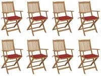 vidaXL Gartenstuhl Klappbare Gartenst&uuml;hle mit Kissen 8 Stk. Massivholz (8 St)