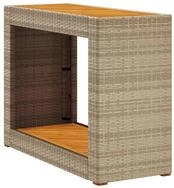 vidaXL Gartentisch Garten-Beistelltisch mit Holzplatte Beige Poly Rattan (1-St)