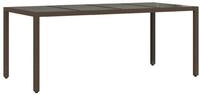 vidaXL Gartentisch Gartentisch mit Glasplatte Braun 190x90x75 cm Poly Rattan...