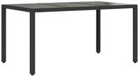 vidaXL Gartentisch Gartentisch mit Glasplatte Schwarz 150x90x75 cm Poly Rattan...