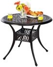 COSTWAY Gartentisch, 91cm Terrassentisch aus Aluminiumguss, mit Schirmloch