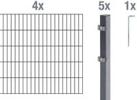 Alberts Doppelstabmattenzaun Grundset, (Set), H&ouml;he: 80-200 cm, Gesamtl&auml;nge:...