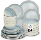 tectake Geschirr-Set Tafelservice (24-tlg), 6 Personen, Steingut, f&uuml;r 6...