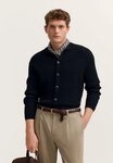 bugatti Strickjacke Regular Fit gekn&ouml;pft mit Polokragen