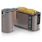 Arendo Fr&uuml;hst&uuml;cks-Set Edelstahl Wasserkocher 1,5l, 4-Scheiben Langschlitz Toaster,