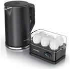 Arendo Fr&uuml;hst&uuml;cks-Set (2-tlg), Edelstahl Wasserkocher 1,5l, 6er Eierkocher,...