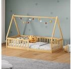IDIMEX Hausbett NICOLAS, Kinderbett in Hausform, Bodenbett montessori massivholz