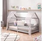 IDIMEX Hausbett NINA, Hausbett Montessori Bett Kiefer 90 x 200 Tipibett mit Dach und