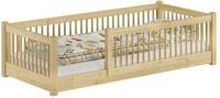 ERST-HOLZ Kinderbett Kinderbett 80 x 190 cm Niedriges Bodenbett Kiefer Massiv