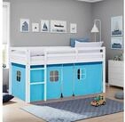 Homestyle4u Hochbett mit Rutsche 90x200 Kinderbett Jungen Kiefer Wei&szlig; Blau...