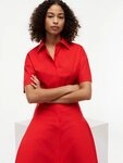 Tommy Hilfiger Blusenkleid POPLIN FLRE SS MIDI SHRT DRS Baumwolle