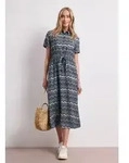 STREET ONE Midikleid Sommerkleid mit Zick-Zack-Muster blau 34 EU