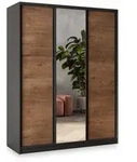 Masseno Schwebet&uuml;renschrank SORE 160 cm Kleiderschrank mit Spiegel 3 T&uuml;ren Eiche