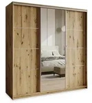 Masseno Schwebet&uuml;renschrank VARO 200 cm Kleiderschrank mit Spiegel 3 T&uuml;ren...