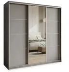 Masseno Schwebet&uuml;renschrank VARO 180 cm Kleiderschrank mit Spiegel 3 T&uuml;ren