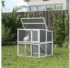 PawHut Kleintierstall Hasenstall aus Holz mit wetterfest aufklappbar Dach