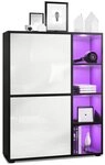 Vladon Highboard Cuba (Anrichte mit 2 T&uuml;ren, und 4 offene F&auml;cher inkl. RGB LED