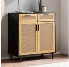 FINEBUY Sideboard FB100063 Anrichte 80 cm Schwarz Kommodenschrank mit Wiener...