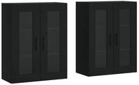 vidaXL Sideboard Wandschr&auml;nke 2 Stk. Schwarz Holzwerkstoff (2 St)