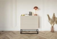 Selsey Kommode VELDIO, mit 3 Schubladen, Lamellenfront, Stahlbeinen, 90 cm breit