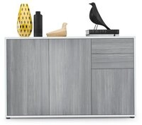 Vladon Kommode Ben V3 (Kommode, mit 3 T&uuml;ren und 2 Schubladen), Wei&szlig;