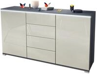 Vladon Sideboard Faro V1 (Kommode mit 2 T&uuml;ren & 4 Schubladen, Schrank mit LED