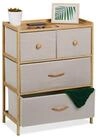 relaxdays Kommode Bambus Kommode 4 Schubladen, Beige