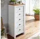 FINEBUY Kommode FB71920 Schubladen 53cm mit 5 Schubladen in MDF Wei&szlig; mit Eiche...