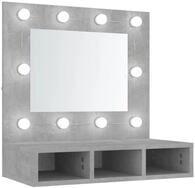 vidaXL Badezimmerspiegelschrank Spiegelschrank mit LED Betongrau 60x31,5x62 cm