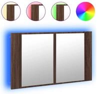 vidaXL Badezimmerspiegelschrank LED-Spiegelschrank Braun Eichen-Optik 80x12x45...