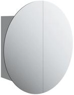vidaXL Waschbeckenunterschrank Badezimmerschrank mit Rundem Spiegel & LED Grau