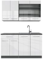 Vicco K&uuml;chenzeile Fame-Line, Wei&szlig; Hochglanz/Anthrazit, 140 cm ohne...