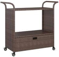 vidaXL K&uuml;chenwagen Barwagen mit Schublade Braun 100x45x97 cm Poly Rattan