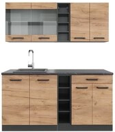 Vicco K&uuml;chenzeile R-Line, Goldkraft Eiche/Anthrazit, 160 cm, AP Anthrazit