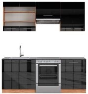 Vicco K&uuml;chenzeile Fame-Line, Anthrazit Hochglanz/Goldkraft Eiche, 200 cm, AP