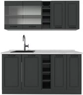 Vicco K&uuml;chenzeile R-Line, Anthrazit Landhaus/Anthrazit, 160 cm, AP Marmor
