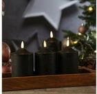 MARELIDA LED-Kerze Kerzenset in Rustik-Optik Echtwachs H:15cm D: 7,5cm Timer schwarz