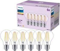 Philips LED-Leuchtmittel Classic 60W Non-Dim, E27, 6 St., Warmwei&szlig;