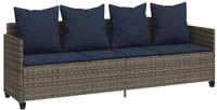 vidaXL Gartenliege Sonnenliege mit Kissen Grau Poly Rattan, 1 St.